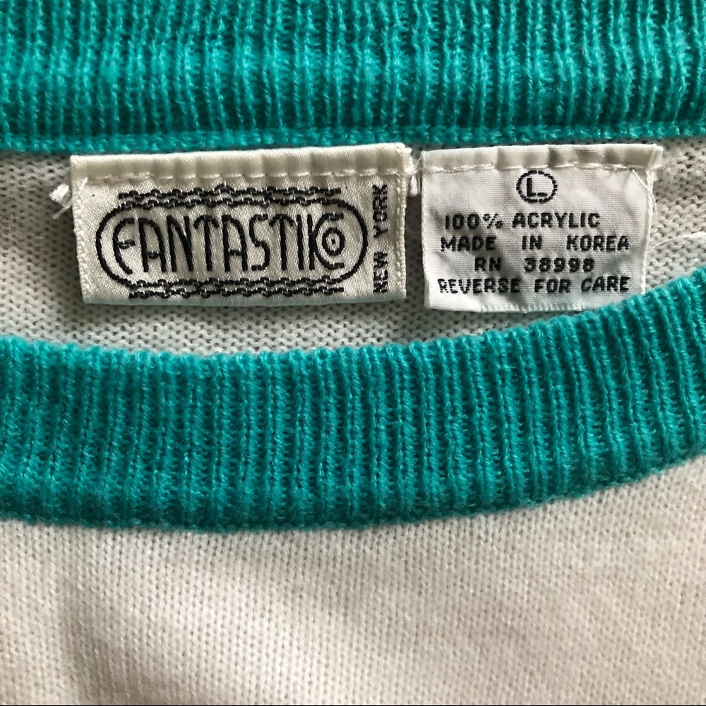 Vintage 80s Striped Nautical Sweater With Appliqué Sail Boat Size Large - Picture 6 of 6